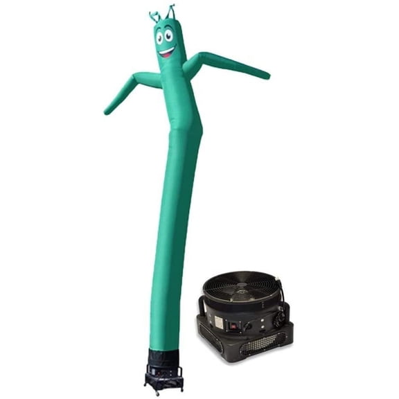 20ft Inflatable Tube Man Guy Puppet Dancer - Solid Dark Green Color - Complete with 1HP 2 Speed Air Blower