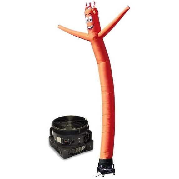 20ft Inflatable Tube Man Guy Puppet Dancer - Solid Light Orange Color - Complete with 1HP 2 Speed Air Blower