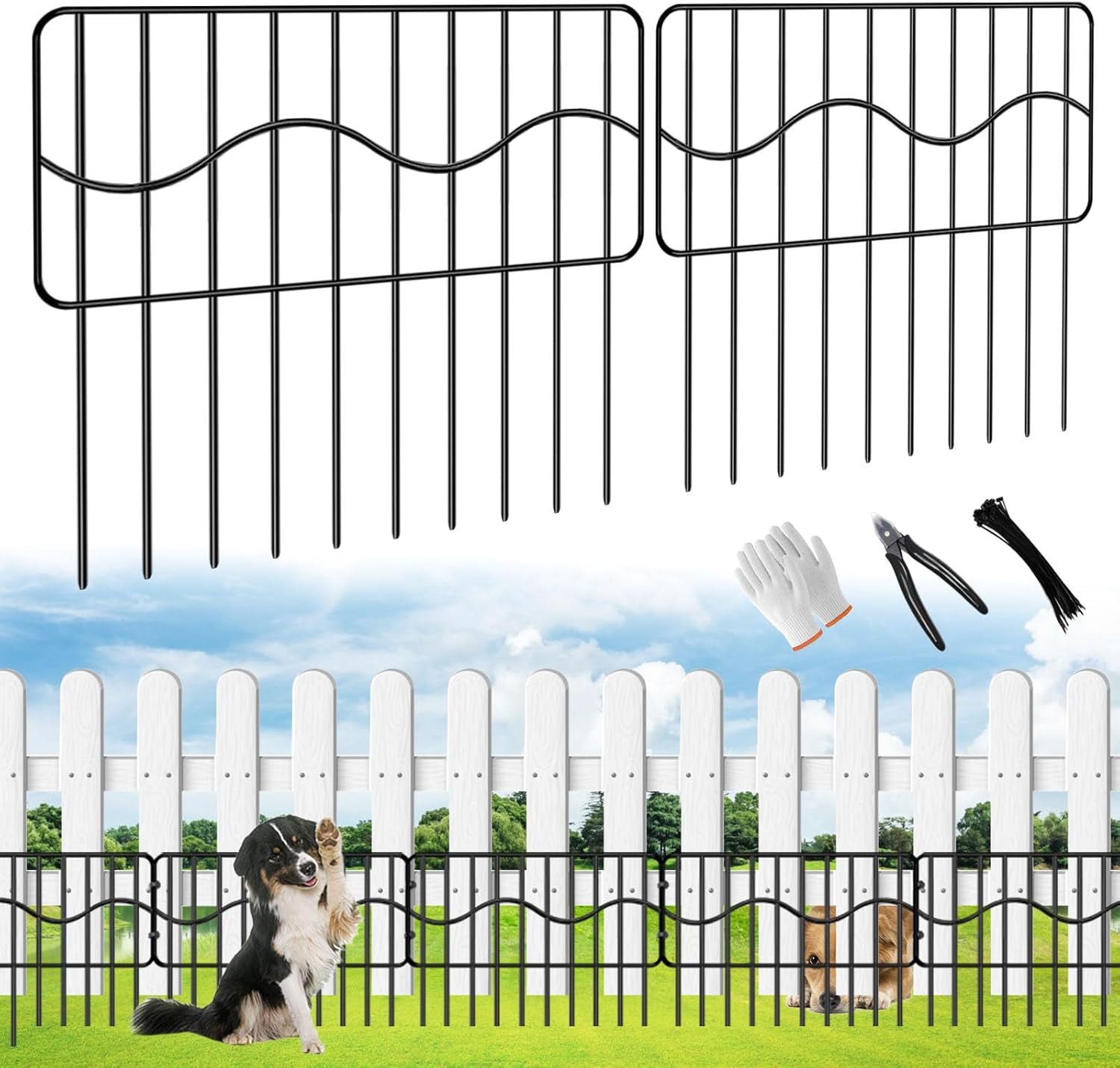 20ft(L) x 13in(H) Garden Animal Barrier Fence, 14panels No Dig Fences ...
