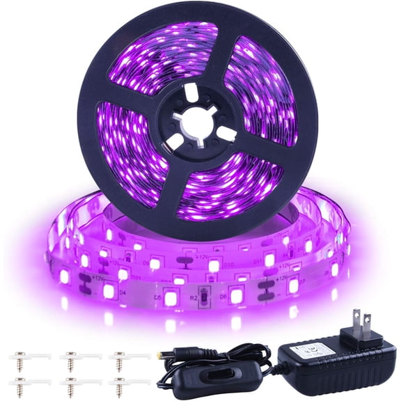 20ft LED Black Light Strip kit, 360 LEDs, 12V Flexible UV Installation, Family Bedroom, Party Wedding, Halloween, Dark Party, Non-Waterproof