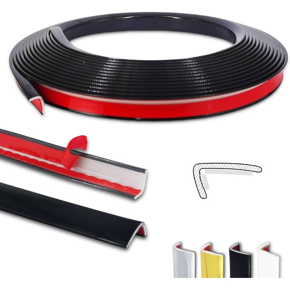 20ft Outside Vinyl Corner Trim Peel and Stick for Tile and Wall Edges, Decorative Kitchen Backsplash Trim Edge, Tile Edge Trim, Corner Trim (Black)