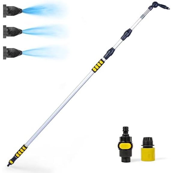 20ft Reach Telescopic Gutter Cleaning Tools from the Ground Rain Gutter Cleaner with Heavy Duty Bendable Wand, Hose Attachment, Extension & Connecting Adapter | O-Ring Leak Proof Design