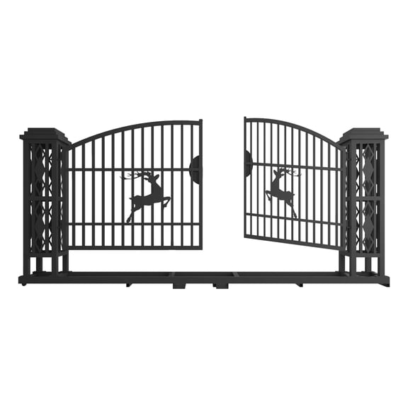20ft Single Arc Wrought Steel Garden Driveway Gate with Post