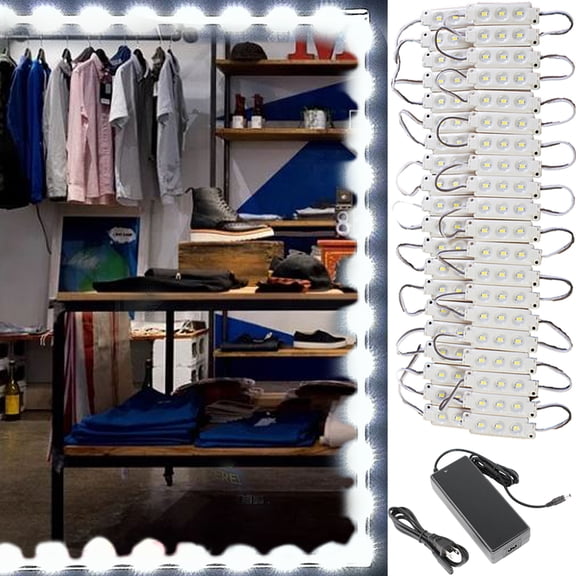 20ft Storefront Super Bright Pure White LED Light S5630 with UL 12v 3A Power Driver