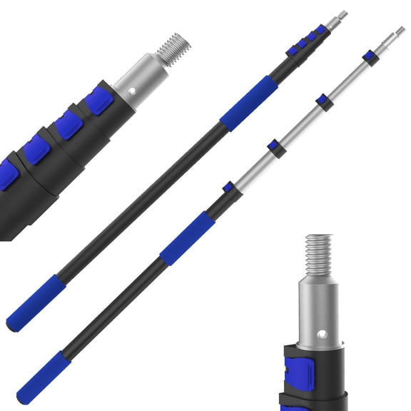 20ft Telescopic Extension Pole 5-20ft Multi-purpose With Universal Twist-on Metal Tip Sturdy Aluminum Paint Roller For Squeegee Duster