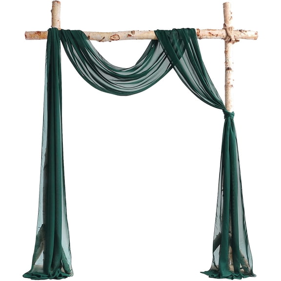 20ft Wedding Arch Draping Fabric Panels, Emerald Green Chiffon Table Runner Decoration, Drapes Arbor Drapery Ceremony Reception Swag Decorations