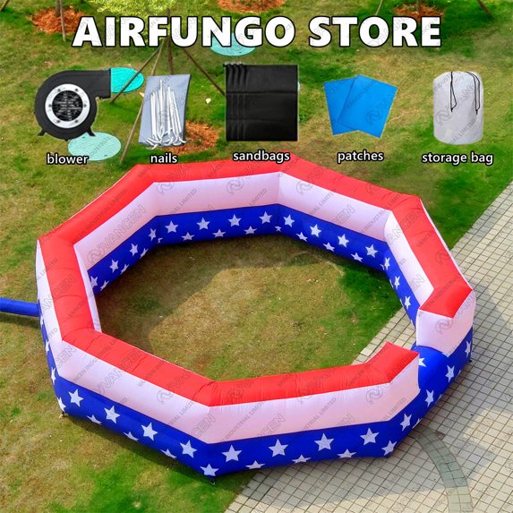 (20ft is out of stock )Gaga Ball Pit Inflatable with Air Blower Portable Gagaball Court Balls Pit 15FT for Sport Game