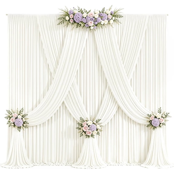 20ft x 10ft Backdrop Curtains for Parties - Wrinkle-Free Polyester Drapes, 4 Panels 5ft x 10ft Photo Backdrop for Wedding, Shower, Birthday Parties & Photography Background Decor