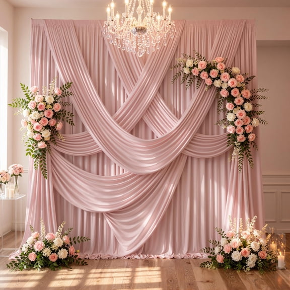 20ft x 10ft Wrinkle Free Backdrop Curtains for Parties, 4 Panels Thick Nylon and Polyester Photo Backdrop Drapes for Wedding Birthday Party Photography Background Backdrop Stand