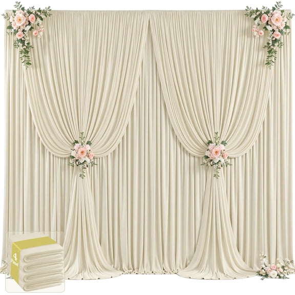 20ft x 12ft Beige Backdrop Curtains Wrinkle Free Backdrop Curtain for Wedding Parties Beige Fabric Backdrops Drapes Back Drop Cloth Bridal Shower Stage Curtains Wedding Decorations for Reception