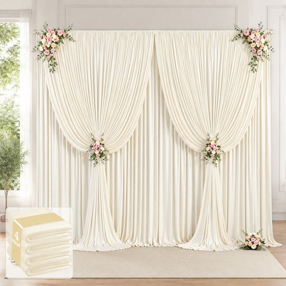 20ft x 12ft Champagne Wedding Backdrop Curtains Wrinkle-Free Drapes for Bridal Shower Party Decorations Reception Stage Fabric Backdrop