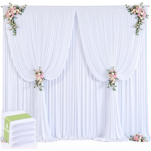 20ft x 12ft White Backdrop Curtains Wrinkle Free Backdrop Curtain for Wedding Parties White Fabric Backdrops Drapes Back Drop Cloth Bridal Shower Stage Curtains Wedding Decorations for Reception