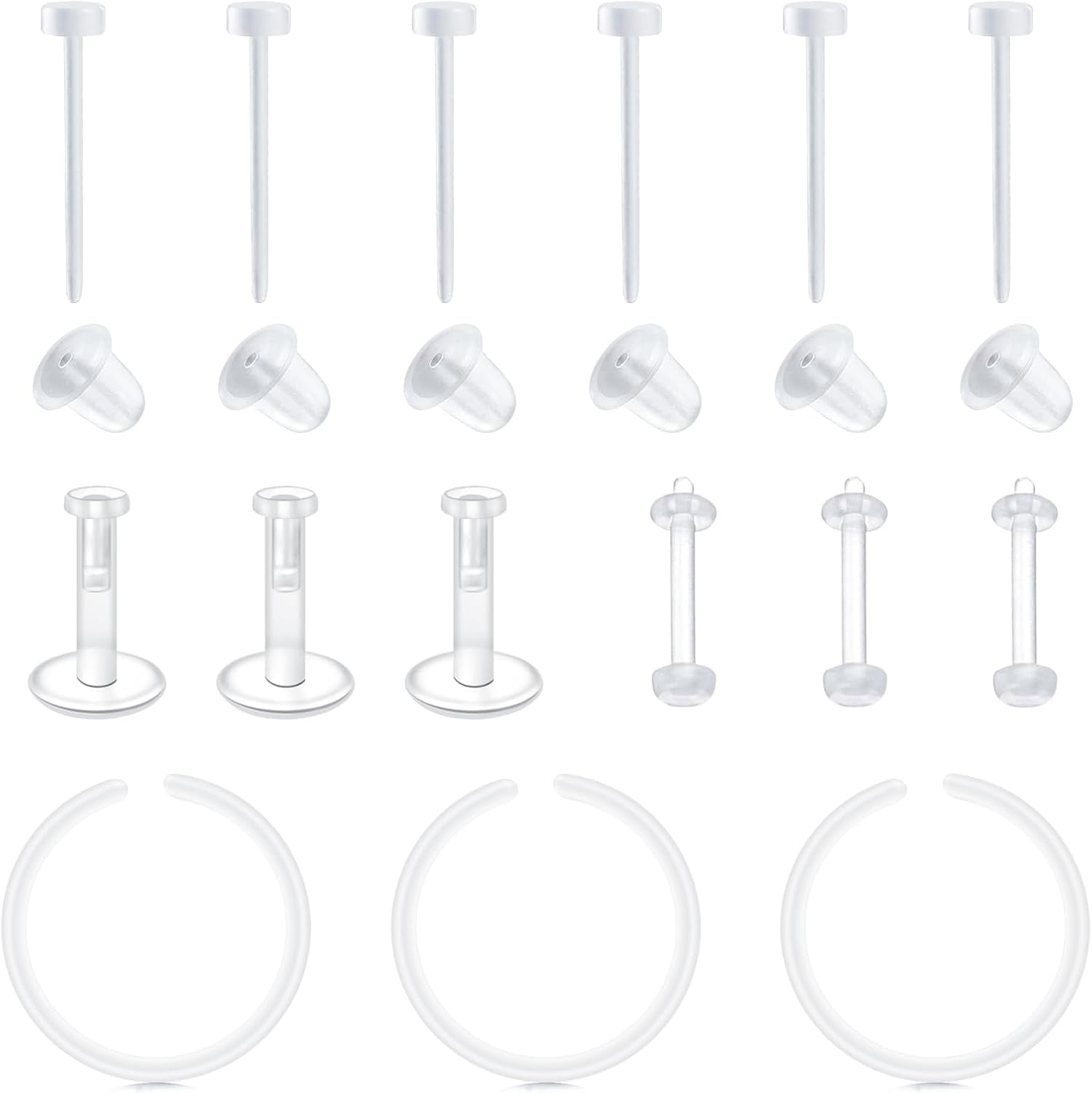 20g 18g Clear Nose Studs for Work Clear Nose Rings for Work Clear Nose Piercing Plastic Nose