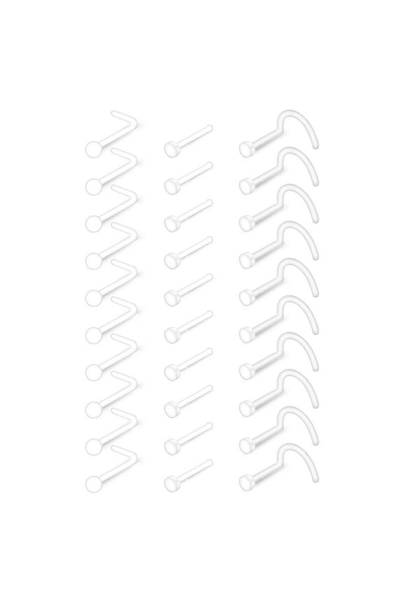 20g Clear Nose Rings Studs Retainer for Work Surgery Flexible Nose Screw