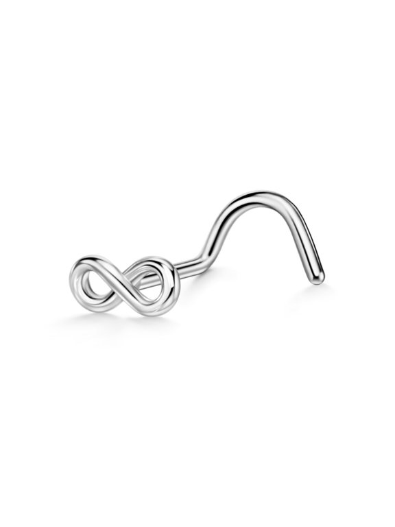20g Nose Screw Surgical Steel Infinity Nose Studs for Women Nose Rings Studs 20 Gauge Nostril Piercing Jewelry Silver