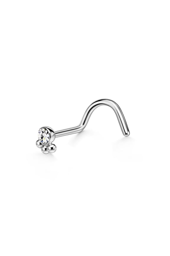 20g Nose Screw with CZ Surgical Steel Dog Paw with Triple Balls Nose Studs for Women Nose Rings Studs 20 Gauge Nostril Piercing Jewelry Silver