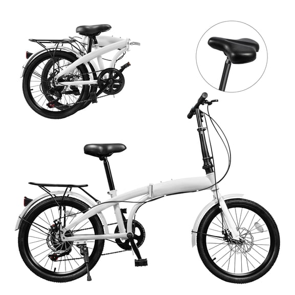 20in 7 Speed Folding Bicycle, Commuter Foldable Bike with Dual Disc Brake&Adjustable Seat, 176LBS Load for Travel Exercise Daily Commute