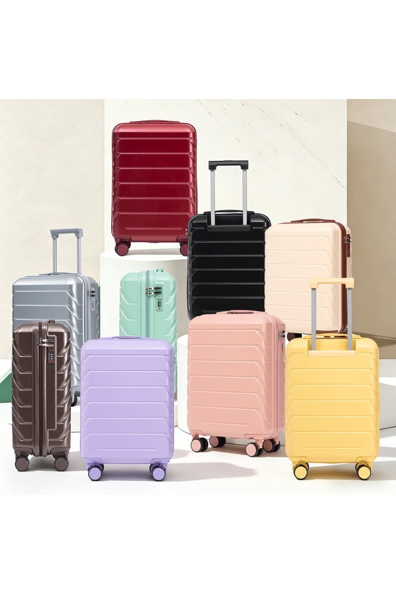 20in ABS Hardshell Checked Luggage with Scratch-Resistant Surface, 4 Multi-Directional Wheels, Combination Lock, Beige