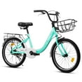 thumbnail image 1 of 20in Bicycle for Kids 6-12, SHINPT Girls and Boys Bike with Rear Rack, Toddler Bike with Basket, Lightweight Steel Frame (White, Pink, Green, Purple), Bike for 6-12 year old girl, Boys Bike for Gift, 1 of 8