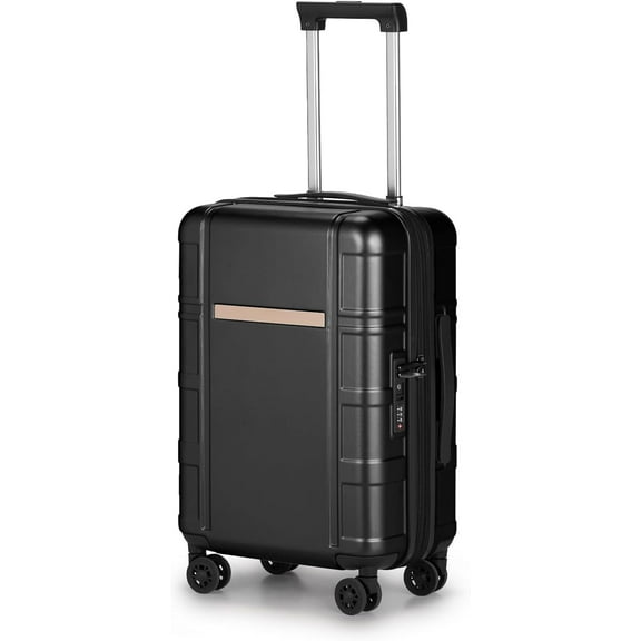 20in Carry On Luggage Airline Approved Expandable Lightweight Hard Shell Suitcases with Wheels Built-In TSA Luggage Bag for Business/Travel Black