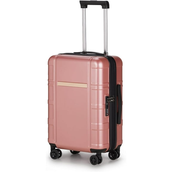 20in Carry On Luggage Airline Approved Expandable Lightweight Hard Shell Suitcases with Wheels Built-In TSA Luggage Bag for Business/Travel Rose Gold