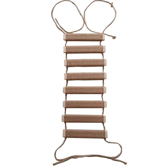 20in Classic Natural Wood Cat Tree With Wall Climbing Bridge and Rope Ladder