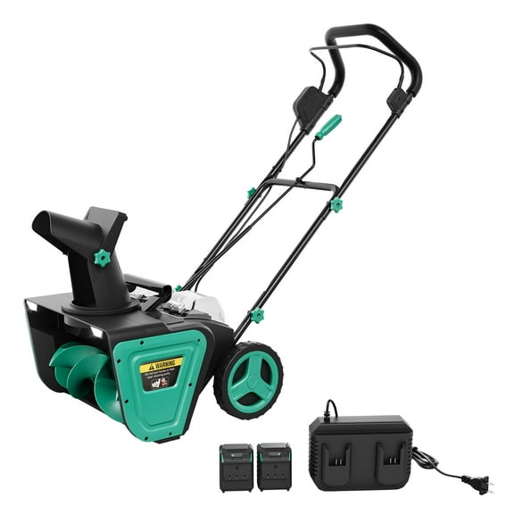 20in Cordless Snow Blower, 40V 4.0Ah Brushless Motor, 25FT Throw, 180° Chute, LED Lights for Driveway Walkway Patio, Black + Lake Blue