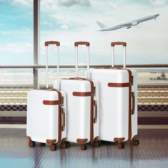 20in Luggage Pc Abs Tsa Hardside Lightweight Suitcase Spinner Wheel Suitcase White