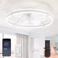 thumbnail image 1 of Lokivas 24" White Modern Ceiling Fan with Light, Flush Mount, Quiet 6 Speeds, Dimmable LED, App and Remote Control for Indoor, 1 of 8