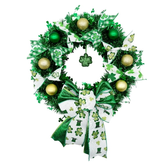 20in St. Patrick's Day Shamrocks Wreath for Front Door,Artificial Greenery Clover Wreath for Irish St. Patrick's Day Decoration Wall Window Indoor Outdoor Home Decor