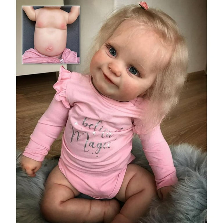20inch 50cm Full Body Vinyl Silicone Baby Doll Girl Anatomically Correct Hand Rooted Hair Realistic Newborn Doll Toy Gift for Ages 3