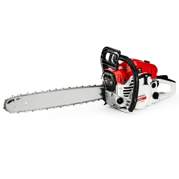 20inch 62CC Gas Chainsaw: Red and White (basic model)