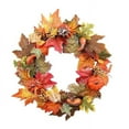 thumbnail image 1 of 20inch Artificial Maple Leaves Fall Wreath - Autumn Wreath with Colorful Maple Leaves Pumpkin Pine Cone and Berries, Harvest Wreath for Front Door Table Wall and Thanksgiving Festival Wedding Decor,Q, 1 of 9
