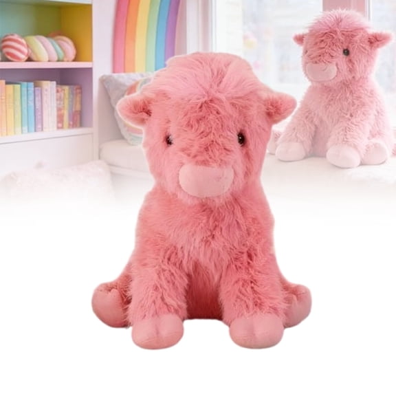20inch Fluffy Pink Cute Cow Plush Stuffed Animal Doll Toy, Skin-Friendly Plushie, Valentine’s Day Present for Lovers, Huggable Cuddle Buddy, Sweet Bedroom Decor