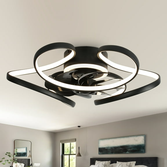 20inch Low Profile Ceiling Fan with Dimmable Light, 6-Speed Reversible Flush Mount Ceiling Fan with Remote and APP Control
