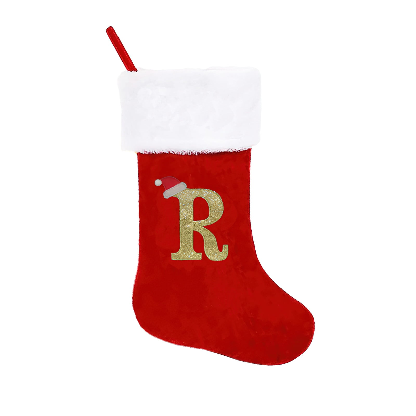 20inch Monogram Christmas Stockings Letter Red Velvet with White Super ...