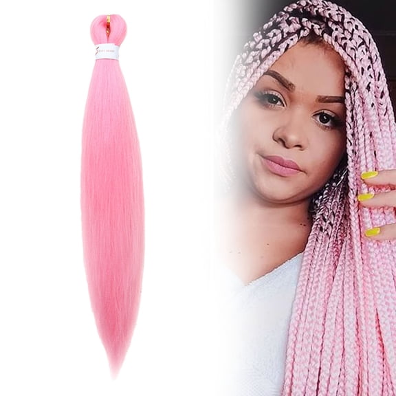 20" Pre-Stretched Pink Braiding Hair | Easy Hot Water Style for Lasting Box Braids & Protective Styles(Pink)