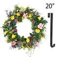 thumbnail image 1 of 20inch Spring Summer Wreaths for Front Door with Wildflowers for Indoor Outdoor Farmhouse Home Wall Window Festival Decoration, 1 of 7
