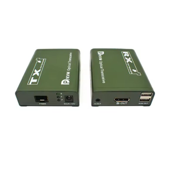 20km DP Fiber KVM Extender Transceiver over LC Fiber Optical Cable USB KVM DP Video Transmitter and Receiver US PLUG
