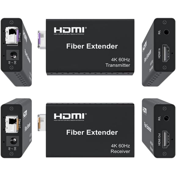 20km Fiber Optic HDMI Extender 4K@60Hz HDR 7.1CH Surround Sound with 3.5mm Stereo Output, Long Range Over Optical Cable Kit (Transmitter + Receiver)