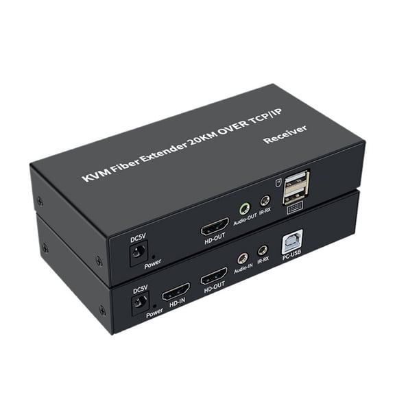 20km KVM over Fiber Optic Extender, 1080P High-Def Media Control Kit