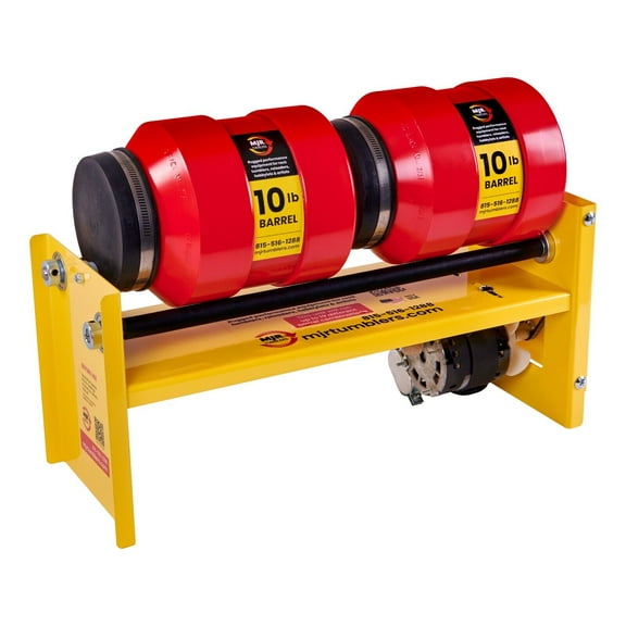 20lb, Double 10lb Barrel, Large Base Rotary Rock Tumbler MJR TUMBLERS Winner Best High End Unit 2019, 20 & 2021