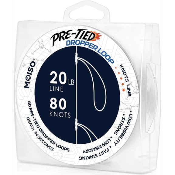 20lb Pre-Tied Dropper Loop Rigs | 16" Spaced 5.5" Loops | Versatile for All Water Column | Saltwater & Freshwater Fishing Tackle for Bass, Snapper, Striper, Cod, Grouper, Lake Trout, Catfish
