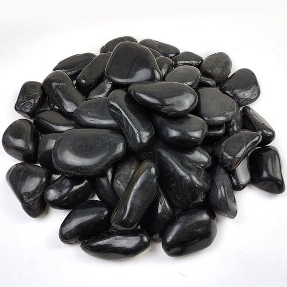 20lbs Large River Rocks for Landscaping, 3-4" Black Pebbles for Garden Design, Hand-Picked Smooth Stones for Fish Tank, Flower Pots, Indoor Water Fountains, Pathways, Backyard
