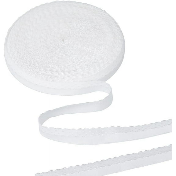 20m Fold Over Elastic Band 1.9cm Wide Wave Stretch Edge Lace Trim Ribbon Lingerie Edging Trimming Webbing Roll for DIY Sewing Crafts Garment Gift Wrapping Lingerie Clothing White