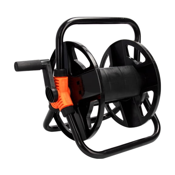 20m Garden Hose Reel with Wall Mount & Ground Stand Compact Water Pipe Storage Cart for Outdoor Use, Plastic and Metal Construction, Black and White