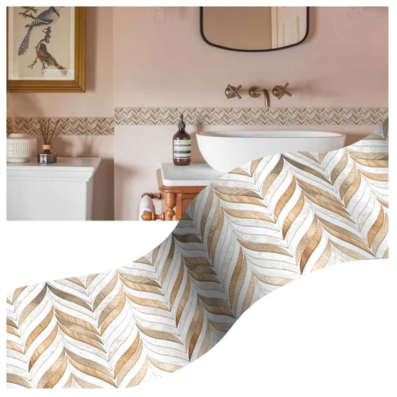 20m Self-adhesive Wallpaper Border, Removable Waterproof Baseboard PVC Decorative Border for Bathroom Living Room Kitchen