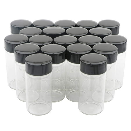 20ml (0.6 Oz) Clear Glass Vials Liquid Sample Glass Bottles Screwcap Lab Capacity Container Pack of 20