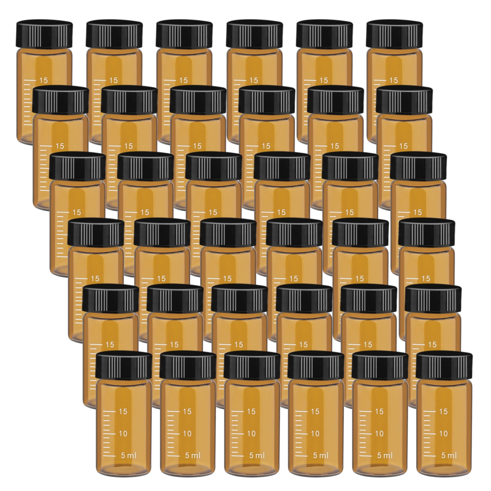 Graduation Amber 20ml Amber Glass Bottles with Graduation and Black cap for Essential ...
