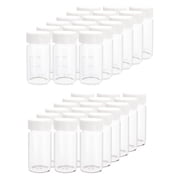 20ml Clear Glass Sample Storage Cosmetic Herb Spice Specimen Vial Container with Scale18pcs White Screwcap Liquid Sampling Sample Glass Bottles, 36PCS